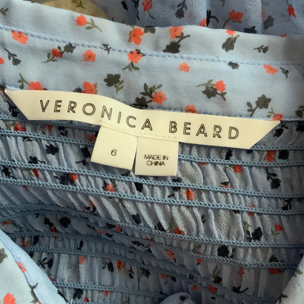 Veronica Beard Blue Floral Blouse 6 - Picture 2 of 6